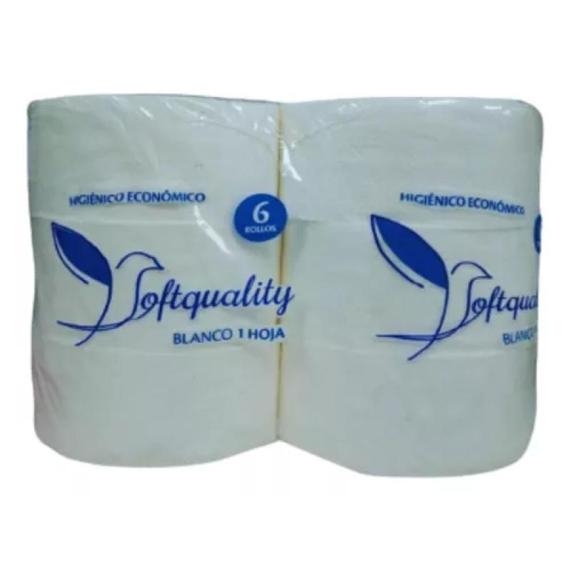 PAPEL HIGENICO ECONOMICO 1 HOJA SOFTQUALITY PACK 6 ROLLOS